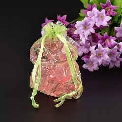 Бледно-Зеленый Сумка из органзы с кулиской, ювелирные сумки, на свадьбу конфетные мешки, прямоугольник с бабочки, бледно-зеленый, 9x7 см