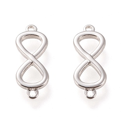Платинированный Соединители латунные звенья, долговечный, бесконечность, Реальная платина, 16.5x6.5x1.5 мм, отверстие : 1 мм