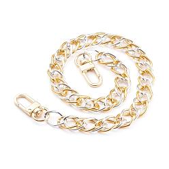Mixed Color Aluminium Double Link Chains Bag Handles, with Zinc Alloy Swivel Clasps, for Bag Straps Replacement Accessories, Mixed Color, 42.2x1.3x0.45cm