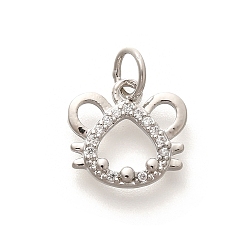 Mouse Стойка металлическая латунная микропрофилированная кубическая циркония подвески, долговечный, без свинца и без кадмия, знаки зодиака амулеты, с целью перехода в кольце, мышь, 10.5x11x2 мм
