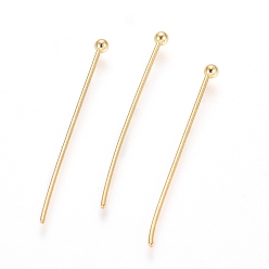 Настоящее золото 24K 304 штыри для шариковой головки из нержавеющей стали, реальный 24 k позолоченный, 25x0.8 мм, 20 датчик, Руководитель: 2 mm