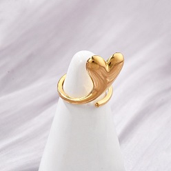 Золотой 304 из нержавеющей стали манжеты кольца, сердце, золотые, 19 мм, внутренний диаметр: 13.8 мм