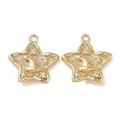 Hat Рождественские подвески из латуни с микропаве из прозрачных кубических цирконий, долговечный, реальный 18 k позолоченный, шляпа, 14.5x14x2.5 мм, отверстие : 1.4 мм