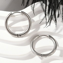 Нержавеющая Сталь Цвет 202 обруч серьги из нержавеющей стали замке, гипоаллергенные серьги, с 316 хирургическим стержнем из нержавеющей стали, цвет нержавеющей стали, 20x2.50 мм