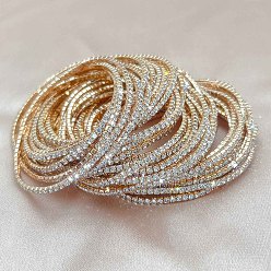 Кристалл Теннисные браслеты из латуни со стразами, эластичные браслеты для женщин, квадратный, кристалл, внутренний диаметр: 2-1/8 дюйм (5.25 см)