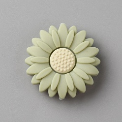 Темный Морско-зеленый Пищевые экологически чистые силиконовые бусины, маргаритка, темно-зеленый, 30x9 мм, отверстие : 2.5 мм