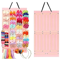 Pink Фетровые сумки для хранения аксессуаров для волос, настенный органайзер, складная фетровая подвесная сумка, прямоугольные, розовые, 66x35 см
