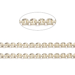 Echt 18 k vergoldet Flache strukturierte Messingkabelketten, cadmiumfrei und bleifrei, mit Spule, gelötet, langlebig überzogen, echt 18 k vergoldet, 3.5x3x0.6 mm, ca. 32.8 Fuß (10 m)/Rolle
