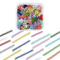 Mixed Color 100Pcs Spray Painted Iron Curb Chain Extender, Unwelded, Mixed Color, 44~45x4mm
