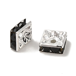 Реактивный Самолет Латунные бусины разделители для поставки стразов, класс А, квадратный, без никеля , серебряные, струя, 8x8x4 мм, отверстие : 1 мм