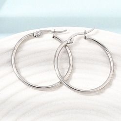 Platinum 201 Stainless Steel Hoop Earrings, with 304 Stainless Steel Pin, Platinum, 30x29x2mm