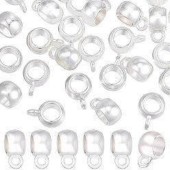 Silver 120Pcs Tibetan Style Alloy Rondelle Tube Bails, Loop Bails, Lead Free and Cadmium Free, Bail Beads, Silver, 8x5mm, Hole: 2mm, Inner Diameter: 5mm