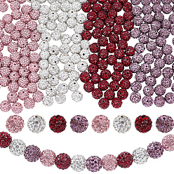 Color mezclado 200 piezas 4 colores pavimentan bolas de bola de discoteca, Abalorios de rhinestone de arcilla polímero, Grado A, rondo, color mezclado, 10 mm, agujero: 1.5 mm, 50 piezas / color