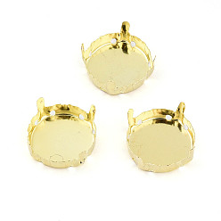 Золотой 201 нержавеющая сталь для пришивания зубцов, настройки когтей для стразов с плоской обратной стороной, плоско-круглые, золотые, пригодный для стразов 15 мм, 15x7 мм, отверстие : 1.2 мм