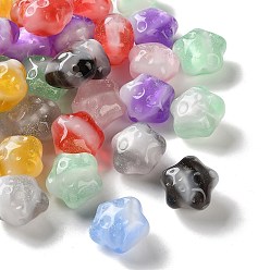 Звезда Прозрачный бисер cmолой, золотой фольгой, два тона, звезда, 19x20.5x14.5 мм, отверстие : 2.5 мм