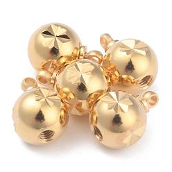 Настоящее золото 24K Латунные коннекторы, долговечный, круглые, реальный 24 k позолоченный, 12x8~9 мм, отверстие : 1.4 мм