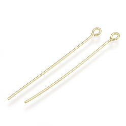 Настоящее золото 18K Латунный штифт, реальный 18 k позолоченный, 40x0.7 мм, отверстие : 1.5 мм