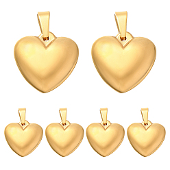 Real 18K Gold Plated 10Pcs 304 Stainless Steel Pendants, Heart Charm, Real 18K Gold Plated, 16x16x5mm, Hole: 5x3mm