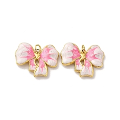 Настоящее золото 18K 304 нержавеющей стальной эмали подвески, очарование бантом, с целью перехода в кольце, ионное покрытие (ip), реальный 18 k позолоченный, 17x21x3 мм, отверстие : 2.5 мм