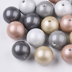 Mixed Color Opaque Spray Painted Acrylic Beads, Miracle Beads, Round, Mixed Color, 20x19.5mm, Hole: 3mm