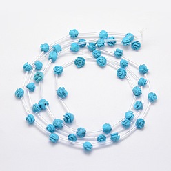 Turquoise Synthétique Perles de turquoise synthétiques, rose, 8x6~7mm, Trou: 1mm