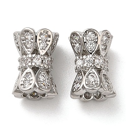 Платина Латунные микро проложить кубического циркония бусы, без кадмия, без никеля и без свинца, колонна с каплей, платина, 10x6.5 мм, отверстие : 1.6 мм