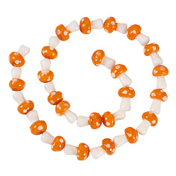 Оранжевый 1нити из бусин ручной работы в технике лэмпворк, гриб, оранжевые, 11.5~14.5x9~11 мм, отверстие : 1 мм, о 25шт / цепи, 13.54 дюйм (34.4 см), 1 прядь / комплект