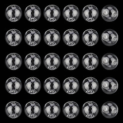 Прозрачный 30шт. бусины-шарики из дутого стекла ручной работы с двумя отверстиями, круглые, прозрачные, 12~12.5x11~11.5 мм, отверстие : 1.5~2.5 мм