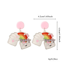 Радуга Акриловые серьги-гвоздики «обратно в школу», платина, радуга, 48x42 мм