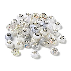 Белый Дым Cmолы европейские шарики, с латунным сердечником с платиновым покрытием, рондель, серый, 13.5x9 мм, отверстие : 5 мм