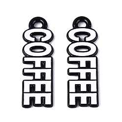 Белый Подвески из эмалевого сплава с краской для выпечки, кофейные подвески со словами, белые, 22x7x1 мм, отверстие : 1.4~1.5 мм