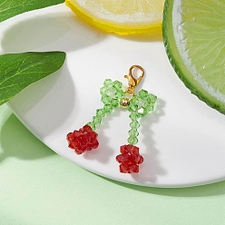 (123L) Белый крем непрозрачный блеск Имитация австрийских хрустальных бусин, подвеска в виде вишни, украшения, с цинковым сплавом застежками омаров коготь, огнеупорный кирпич, 43 мм