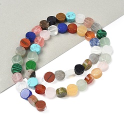 Смешанные камни Нити плоских круглых бусин из натурального смешанного камня, смешанные окрашенные и неокрашенные, 8.5x4.5~5 мм, отверстие : 0.8 мм, около 50 шт / нитка, 16.73~17.01''' (42.5~43.2 см)