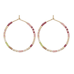 Pink Большие серьги-кольца из богемского стекла, золотые, розовые, 33x33 мм