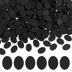 Black 300Pcs Felt Cabochons, Oval, Black, 18x13x0.9mm