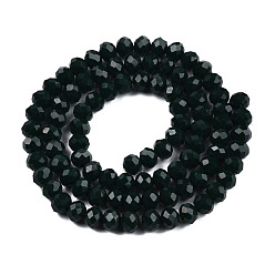 Dark Green Opaque Solid Color Glass Beads Strands, Faceted, Rondelle, Dark Green, 2.5x1.5mm, Hole: 0.4mm, about 150~160pcs/strand, 11.42~12.2 inch(29~31cm)