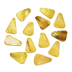 Or Teints pendentifs coquille naturelle, charmes de triangle, or, 33~36.5x23.5~29x1~2.5mm, Trou: 1.2mm