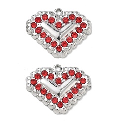 Stainless Steel Color 304 Stainless Steel Rhinestone Pendants, Heart Charms, Stainless Steel Color, 17.5x21.5x3mm, Hole: 1.5mm