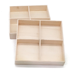 Античный Белый 4 решетки квадратные деревянные подносы для ювелирных изделий, косметический, хранение мелких вещей, старинный белый, 9x9x1.7 см