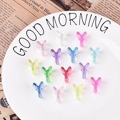 Letter Y УФ-покрытие прозрачные акриловые европейские бусины, бусины с большим отверстием, разноцветные, Письмо Y, 21x16x13.5 мм, отверстие : 6 мм