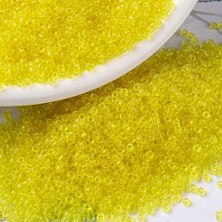 (RR136) Transparent Yellow Миюки круглые бусины рокайль, японский бисер, 15/0, (rr 158) прозрачный оливковый, 15/0, 1.5 мм, отверстие : 0.7 мм, Около 5555 шт / 10 г