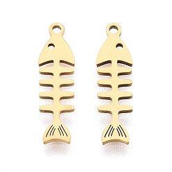 Настоящее золото 18K 201 подвески из нержавеющей стали, елочка, лазерная резка, ионное покрытие (ip), реальный 18 k позолоченный, 19x5x1 мм, отверстие : 1.2 мм