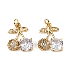 Настоящее золото 18K Латунные микро проложить кубического циркония подвески, вишня, с целью перехода в кольце, долговечный, без кадмия и без свинца, реальный 18 k позолоченный, 19x16x4.5 мм, отверстие : 3 мм