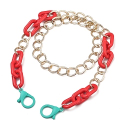 Red Personalized Aluminium & Acrylic Chain Necklaces, Eyeglass Chains, Handbag Chains, with Plastic Lobster Claw Clasps, Red, 32.48 inch(82.5cm)