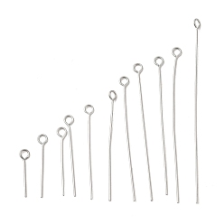 Нержавеющая Сталь Цвет 304 штыри из нержавеющей стали, цвет нержавеющей стали, 15~60x0.6 мм, отверстие : 1.8~2 мм, 110 шт / комплект