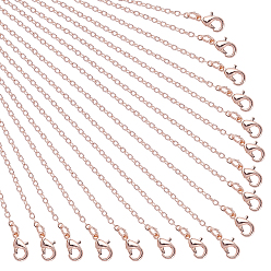Rose Gold Brass Cable Chains Necklace Making, with Lobster Claw Clasps, Rose Gold, 23.6 inch~24.37 inch(60cm~61.9cm)