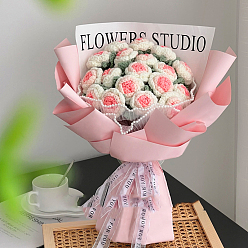 Белый Ручная работа, держащая в руках пакет с цветочным материалом, включая хлопковую нить, инструмент для вязания крючком, маркеры замков крючком, бумага для упаковки цветочных букетов, белые, 45x25 см