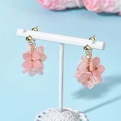 Pink Серьги-гвоздики с цветком из латуни и смолы, С 304 результатами из нержавеющей стали, золотые, розовые, 28 мм