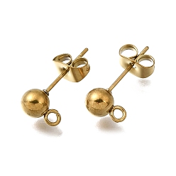 Настоящее золото 18K 304 Результаты серьги из нержавеющей стали, ионное покрытие (ip), круглые, с петлей, реальный 18 k позолоченный, 17x5 мм, отверстие : 1.6 мм, штифты : 0.7~0.8 мм