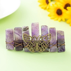 Amethyst Natural Indian Agate Hair Barrettes, Butterfly, 20x80mm